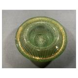 Higgins Castilian Green Ribbed Gold Trim Bowl