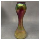 Wilhelm Kralik Slender Iridescent Pepita Vase 9"