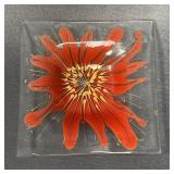 Small Vintage Higgins Fused Glass Trinket Tray