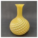 Vintage Yellow and White Swirl Vase