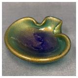 Seguso Murano Iridescent Gold Blue Green Bowl