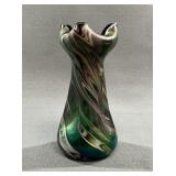 1970s Bohemian Iridescent Marbled Art Glass Vase