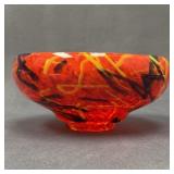 Vintage Czech Splatter Glass Bowl, 9 Inches