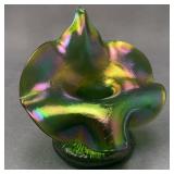Vintage Iridescent Green Jack-in-the-Pulpit Vase
