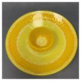 Higgins Signed Sunny Yellow Fused Glass Chip Dip
