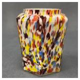 Vintage Six-Sided Cased Splatter Glass Vase