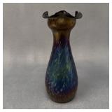Vintage Art Nouveau Iridescent Glass Vase, 9"