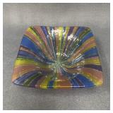 Higgins Fused Glass Bowl, 7" Square, MCM