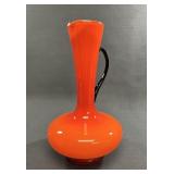Italian Empoli Orange Cased Glass Ewer Pitcher