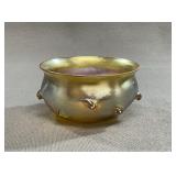 Tiffany Gold Favrile Glass Prunt Bowl, 2.25 x 4.25