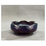 Loetz Amethyst Papillon Iridescent Ruffled Bowl
