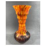 Art Glass Vase With Orange and Yellow Spatter