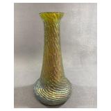 Iridescent Art Glass Vase with Textured Pattern
