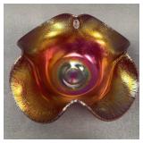Fenton Ruby Red Iridescent Bowl w/ Undulating Rim