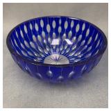 Large Vintage Cobalt Blue Czech Glass Bowl