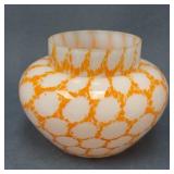 Vintage Glass Posie Vase with Orange Pattern