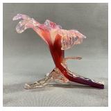 Antique Kralik Cranberry Opalescent Floriform