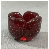 Mid-Century Ruby Red Controlled Bubble Glass Dish