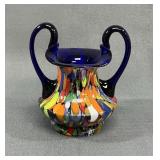 Murano Style Multicolored Art Glass Vase