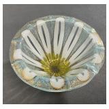 Higgins Gold Signature Fused Art Glass Daisy Bowl