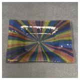Higgins MCM Fused Glass Striped Trinket Tray