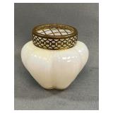 White Iridescent Glass Flower Arranging Vase