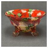 Small Vintage Splatter Glass Footed Bowl