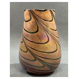 Teleflora 1990s Iridescent Pulled Feather Vase