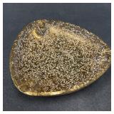 Vin. MCM Glass Ashtray w/ White and Gold Speckles