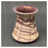 Cream and Iridescent Lavender Art Glass Vase