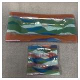 Higgins Attributed Fused Glass Tray and Ashtr