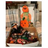 Halloween Decorations Lot: Dolls, Pumpkins, Witch
