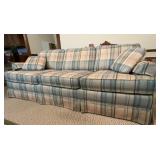Plaid Upholstered Sofa, 82in, Visible Wear