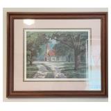 Jim Harrison Signed Print Church Scene 30.5x26