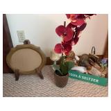 Home Decor Lot With Ceramic, Faux Floral, Tray