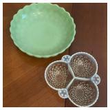 Two Vintage Glass Serving Pieces