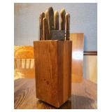 Wood Handle Kitchen Knife Set in Block