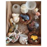 Figurines, Birds, Shells, and Glassware