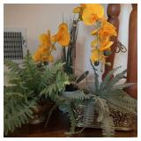Three Artificial Plants in Brass and Ceramic
