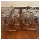 Two Libby Glass Caddies With 16 Leaf Glasses