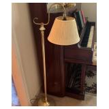 Brass Floor Lamp with Pleated Shade, 51" High
