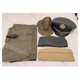 WWII Olive Drab Visor, Garrison, Field Caps Set