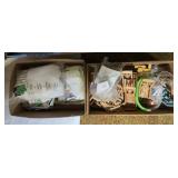 Box Lot: Fiber Fill, Crafts, Books, Wood Pieces