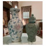 Asian Style Vases, 14.5" and 13.5" Tall