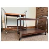 Rolling Bar Carts, Wood and Metal Frames