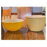 Two 9" Mixing Bowls, Pyrex and Ceramic