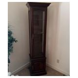 Tall Wood and Glass Empty Curio Cabinet