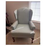 Upholstered Wingback Armchair with Wood Legs