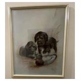 Ruane Manning 24x30 Print of Puppies With Decoy