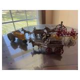 Cast Iron Toy Wagons and Tractor Lot